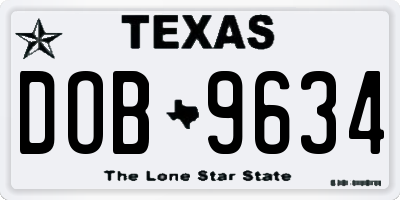 TX license plate DOB9634