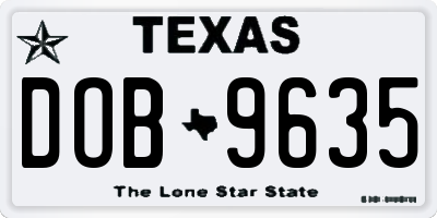 TX license plate DOB9635