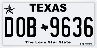TX license plate DOB9636