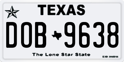 TX license plate DOB9638