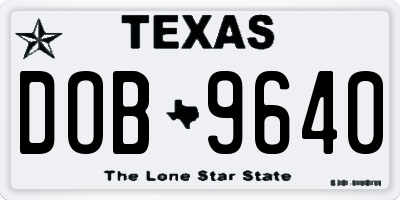 TX license plate DOB9640