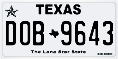 TX license plate DOB9643