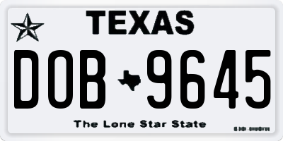 TX license plate DOB9645