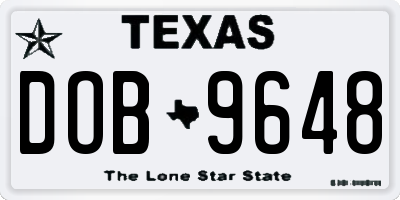 TX license plate DOB9648