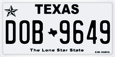 TX license plate DOB9649