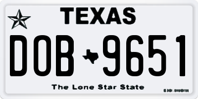 TX license plate DOB9651