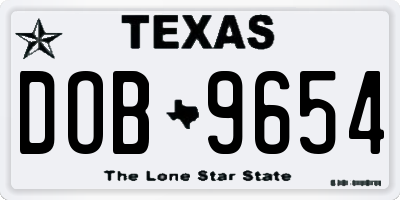 TX license plate DOB9654