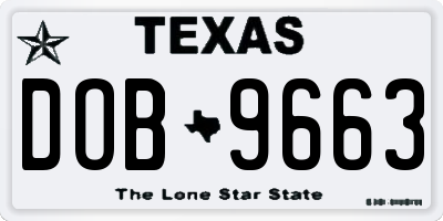TX license plate DOB9663