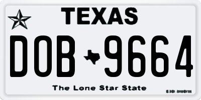 TX license plate DOB9664