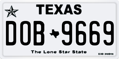 TX license plate DOB9669