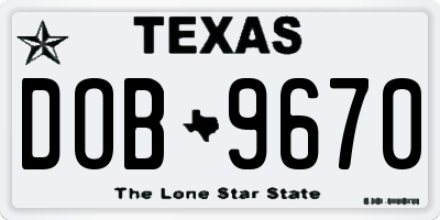 TX license plate DOB9670