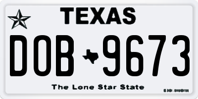 TX license plate DOB9673