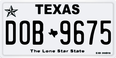 TX license plate DOB9675