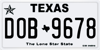TX license plate DOB9678