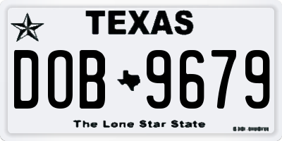 TX license plate DOB9679