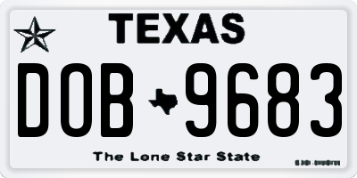 TX license plate DOB9683