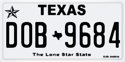 TX license plate DOB9684
