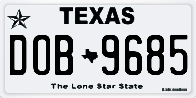 TX license plate DOB9685