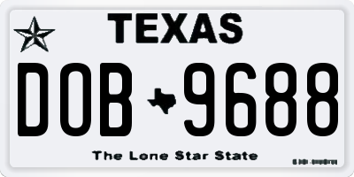 TX license plate DOB9688
