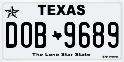 TX license plate DOB9689