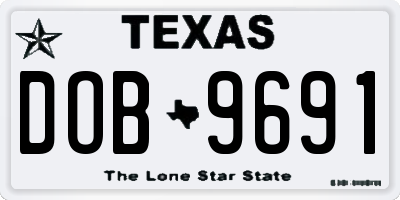 TX license plate DOB9691