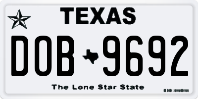 TX license plate DOB9692