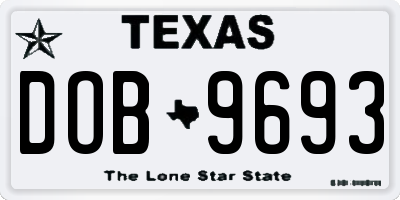 TX license plate DOB9693