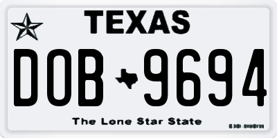 TX license plate DOB9694