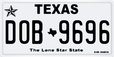 TX license plate DOB9696