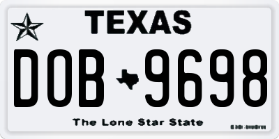 TX license plate DOB9698
