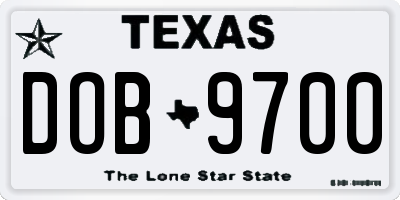 TX license plate DOB9700