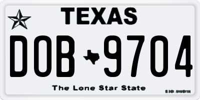 TX license plate DOB9704