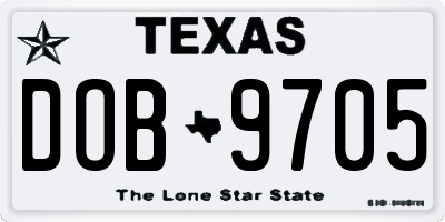 TX license plate DOB9705