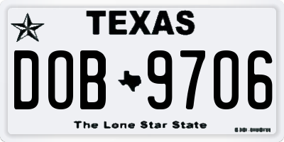 TX license plate DOB9706