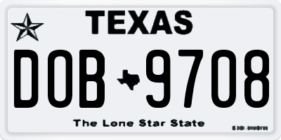TX license plate DOB9708