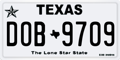 TX license plate DOB9709