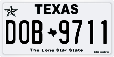 TX license plate DOB9711