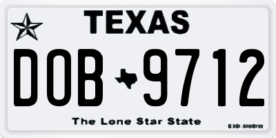 TX license plate DOB9712