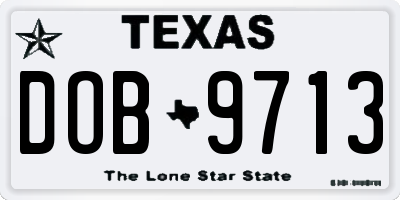 TX license plate DOB9713