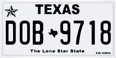 TX license plate DOB9718
