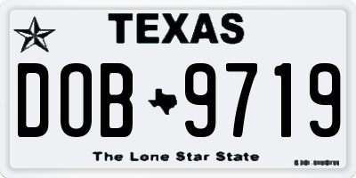 TX license plate DOB9719