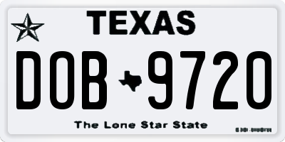 TX license plate DOB9720