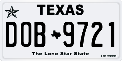 TX license plate DOB9721