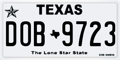 TX license plate DOB9723