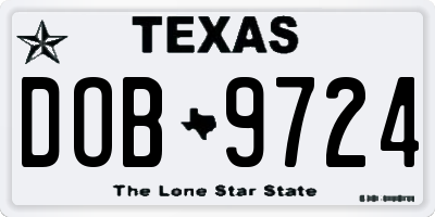 TX license plate DOB9724