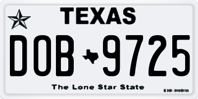 TX license plate DOB9725