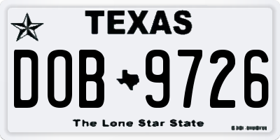 TX license plate DOB9726