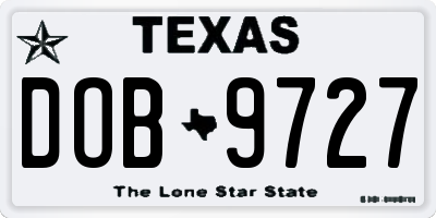 TX license plate DOB9727