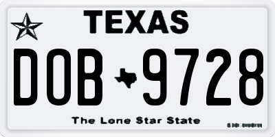 TX license plate DOB9728