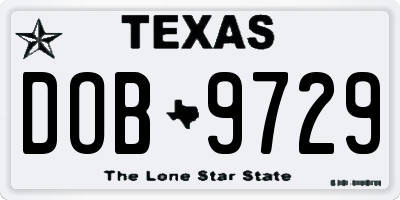 TX license plate DOB9729